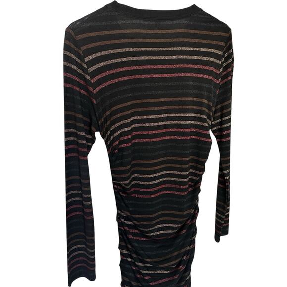 Veronica Beard Daphne Striped Metallic Long Sleeve Dress Black Multi Size Small - Picture 5 of 15